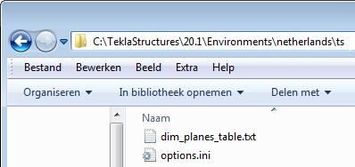 Kopieer het bestand dim_planes_table.txt van de map profil naar de ts map en pas het naar behoefte aan. Om nu het aangepaste bestand dim_planes_table.