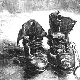 Geschilderde wanhoopskreten van een huurling van God (3). Eén van de eerste schilderijen die Vincent in Parijs maakt, is een Stilleven met twee schoenen.
