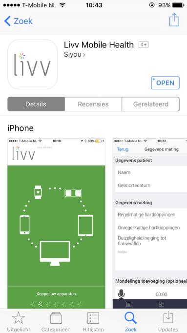 De Kardia App De Livv App stap 1 Ga naar de Apple App Store op uw ios-toestel, zoek op Kardia en download de Kardia App van AliveCor Inc.