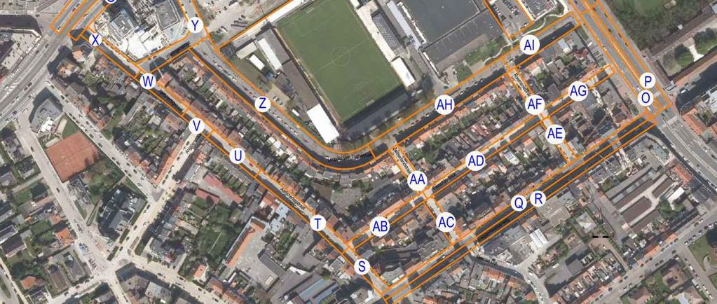 Hiervan liggen er 1159 op het braakliggend terrein tussen de Troonstraat enerzijds en het voetbalstadion en basketbalstadion anderzijds (zones AM en AL) (= projectgebied site voormalig Mediacenter).