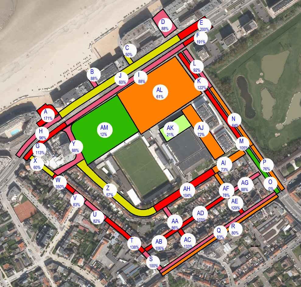 VERWERKING Tijdens deze telling was een gedeelte van zone AM afgesloten omdat dit onder water stond, vandaar ook de vrij lage bezettingsgraad in deze zone.