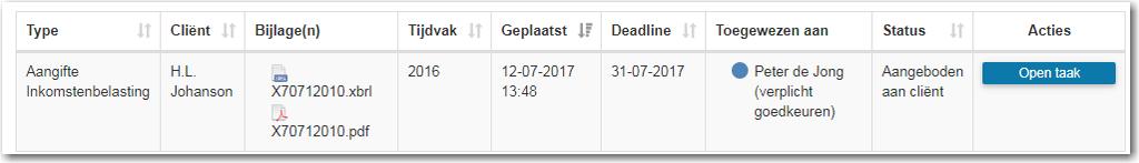 9. Documenten goedkeuren Op uw portaal kunnen door uw intermediair taken worden geplaatst die uitgevoerd moeten worden.