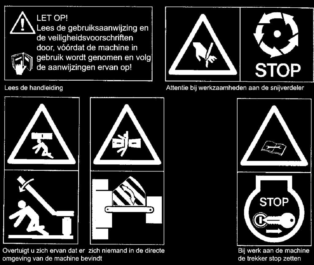 3.1 Veiligheidsstickers De op of aan de machine of tank aangebrachte stickers geven ten aanzien van een gevaarloos gebruik zeer belangrijke aanwijzigingen.