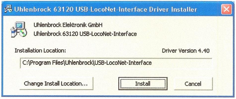 klikken op "USB-LocoNet