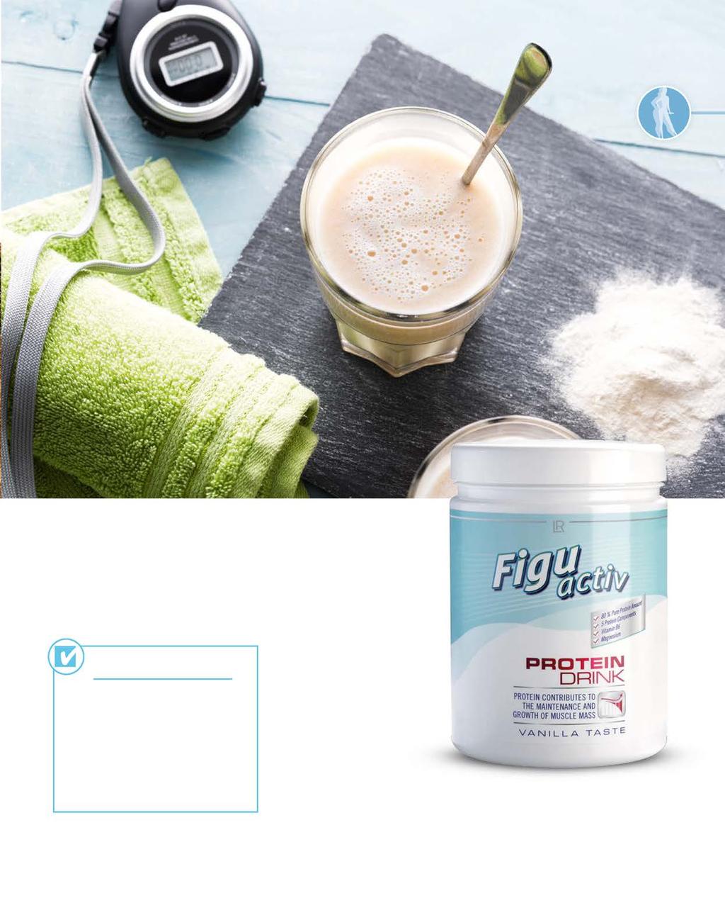 GEWICHTSMANAGEMENT 45 Serveertip Figuactiv Protein Drink voor een sterke ondersteuning van de spieren Spiermassa behouden is zeer belangrijk tijdens een dieet.