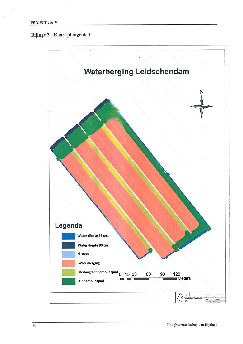 Bijlage 3. Kaart plangebied Waterberging Leidchendam N Legenda Water diepte 35 cm. V Waterdiepte 90 cm.