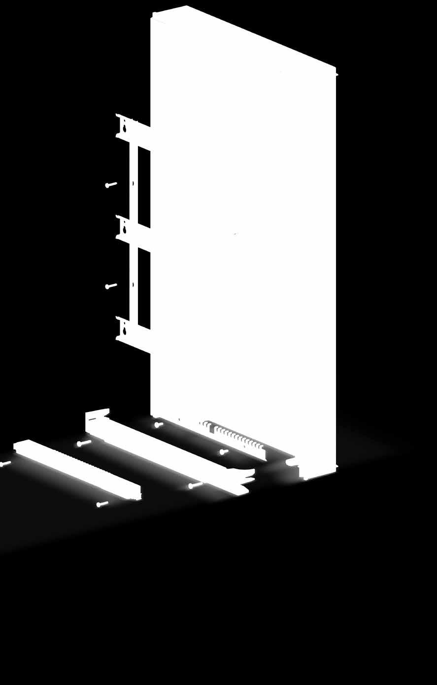 Bedradingsruimte Grote bedradingsruimte van mm tussen twee opeenvolgende DIN-rails. Plaatsing van 18 modules per rij.
