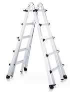 Multifunctionele ladders Z 300 Multifunctionele telescoopladder, 4-delig. De alleskunner onder de ladders. Gewenste werkhoogte per sportafstand van 280 instelbaar.