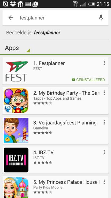 2 Download de App Ga naar de appstore en download de FESTplanner.