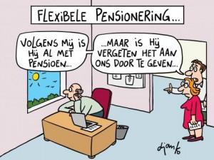 FLEXIBILISERING pensioen 1. Vervroegen / uitstellen: vanaf 5 jaar voor AOW-leeftijd en tot max. 5 jaar na AOWleeftijd. 2. Deelpensioen Pensioen kan gedeeltelijk in gaan.