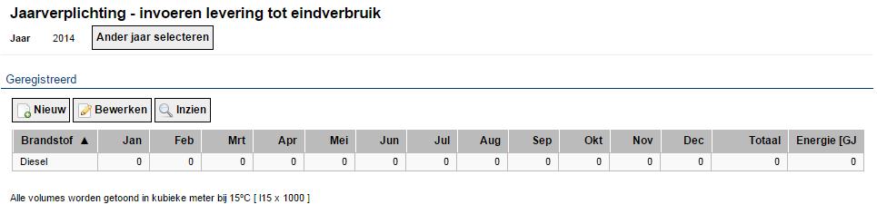 - Indien u voor een ander jaar levering tot eindverbruik op wilt voeren: klik op Ander jaar selecteren. - Selecteer het relevante jaar en klik op Selecteren.