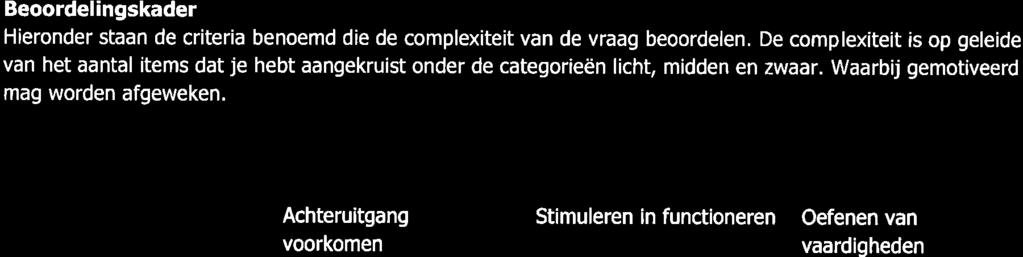 nwezig, groeps- en individugericht Continu toezicht met individuele begeleiding Verzorgende en/of verplegende hndelingen Nee, lleen ondersteunende hndelingen J, voornmelijk verzorgende hndelingen J,