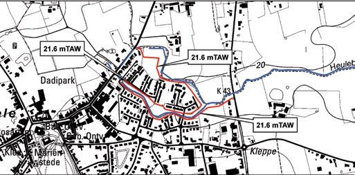Door het aanleggen van twee dijken wordt de wijk beschermd. Het traject van de dijk wordt weergegeven in figuur 11-10.
