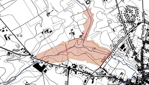 Aan de opwaartse zijde wordt het GOG op de Hipshoekbeek begrensd door de Provenseweg. Op de Eikhoekbeek reikt het tot aan een landelijke weg. Figuur 5-10 geeft een detailweergave van het GOG.