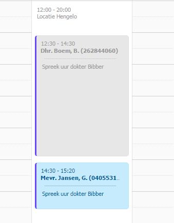 Verbeteringen gebruikersgemak: 2.1. Er is ruimte gecreëerd tussen de afspraken zodat u een beter overzicht krijgt. 2.2. De navigatiebuttons bovenin de agenda zijn logischer ingedeeld.
