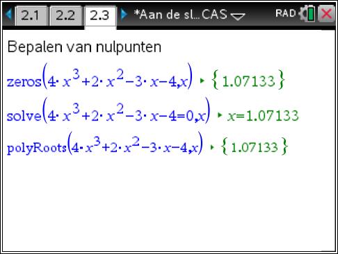 3 Analytisch In de applicaties Rekenmachine en Notities kan men ook de bijzondere punten van een functie als