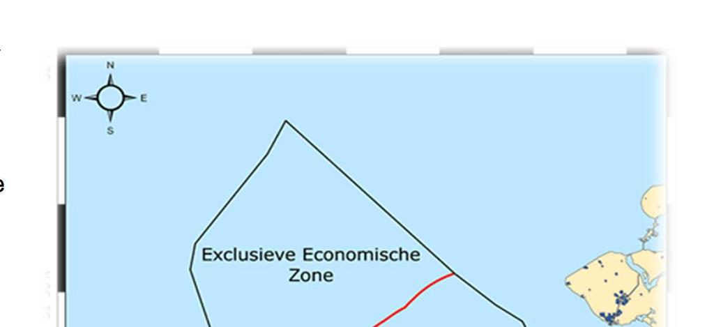 Hoofdstuk 3: Getijden- en stromingsleer - 4 - Op onderstaande kaart zie je in het rood een grenslijn: a) Territoriale Zee - kust tot 12 Mijlszone: In het politie en scheepvaartreglement wordt onder