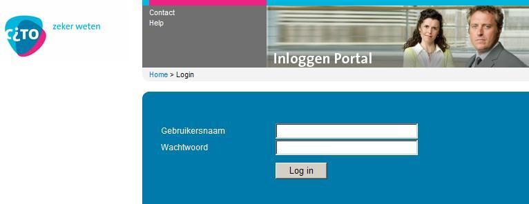 Uitgebreide beschrijving van de aanmeldingsprocedure 1 Inlogscherm Ga op internet naar Cito Portal door: http://portal.cito.nl in het adresvenster te typen. Het inlogscherm van Cito Portal verschijnt.