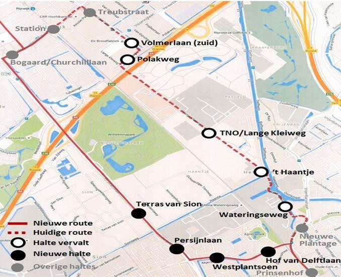 De nieuwe route lijn 51 wordt: Den Haag Grote Markt Den Haag Schilderswijk/Zuid-West Rijswijk In den Boogaard station Rijswijk Rijswijk Prinses Beatrixlaan Delft Ruys de Beerenbrouckstraat station