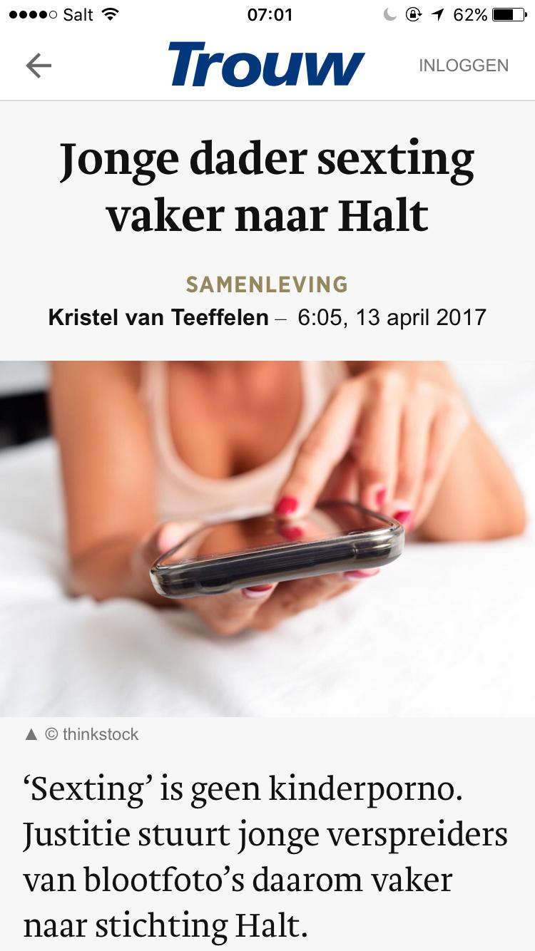 Leidraad LEK Sexting alleen vervolgen als: druk of dwang. slachtoffer niet op de hoogte. betrokkenen ongelijkwaardig. beelden gemaakt om geld mee te verdienen.