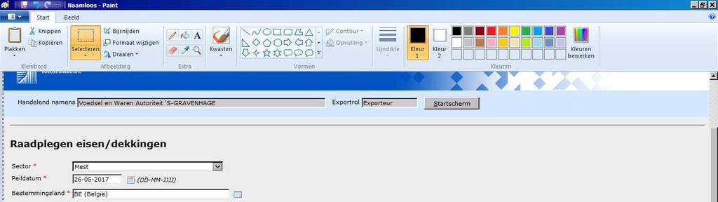 Selecteer een eis uit de selectielijst De uitvoer van de resultaten kan als XML-bericht of als PDF-bestand plaatsvinden.