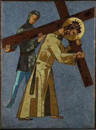 Simon van Cyrene helpt het kruis dragen Hij deed het niet uit vrije wil, maar hij deed het toch. En hoe ver hij meegegaan is weten we niet en is niet belangrijk. Hij heeft de eerste stappen gezet.