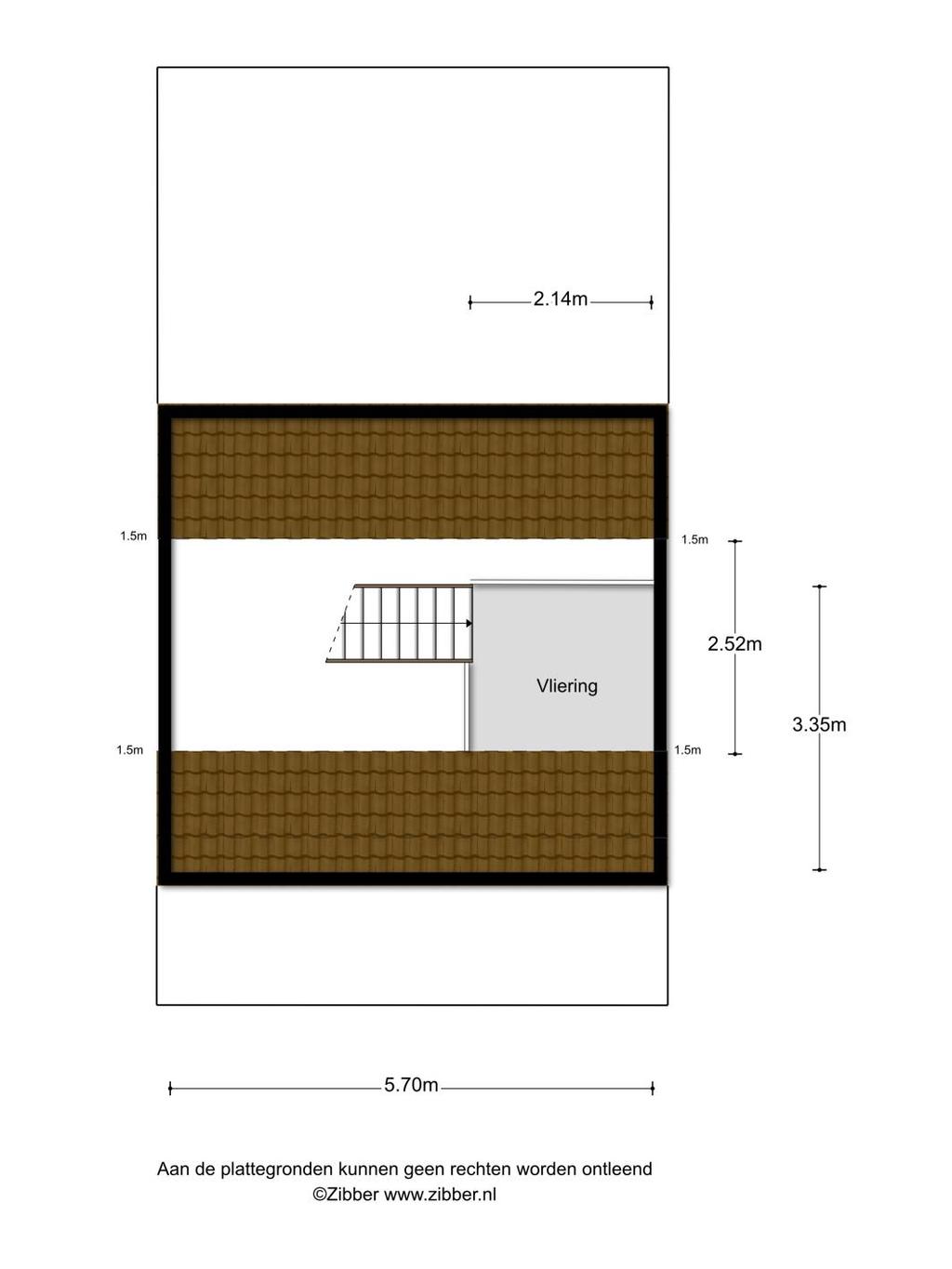 Plattegrond 3e verdieping: In de 3e slaapkamer vaste trap naar royale