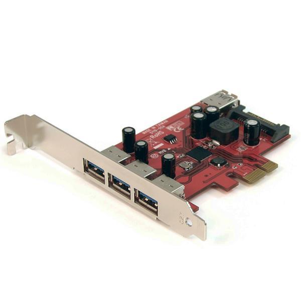 4-poorts SuperSpeed USB 3.0 PCI Express-kaart met UASP - SATA-voeding Product ID: PEXUSB3S4 Met de PEXUSB3S4 4-poorts PCI Express SuperSpeed USB 3.0 kaart (met SATA-voeding) kunt u 3 externe USB 3.