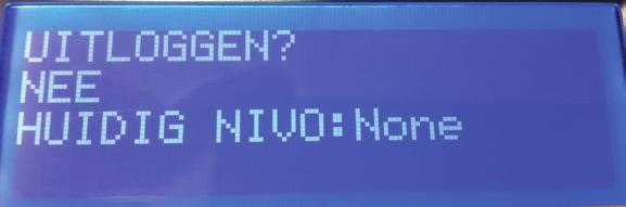 Druk op OK, het onderstaande scherm wordt getoond. Druk op de knop naar rechts. Voer het wachtwoord in met de knoppen naar onder en naar boven.