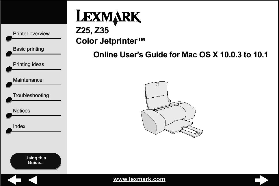 Afdrukken vanuit Mac OS X versie 10.0.3 tot 10.1 Nadat u de printer hebt ingesteld en de software hebt geïnstalleerd, kunt u het eerste document afdrukken.