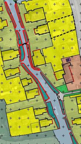 In het ontwerpplan hebben alle gronden tussen het wandelpad, dat de bestemming Verkeer heeft gekregen, en de Dwarsgracht de bestemming Groen gekregen.