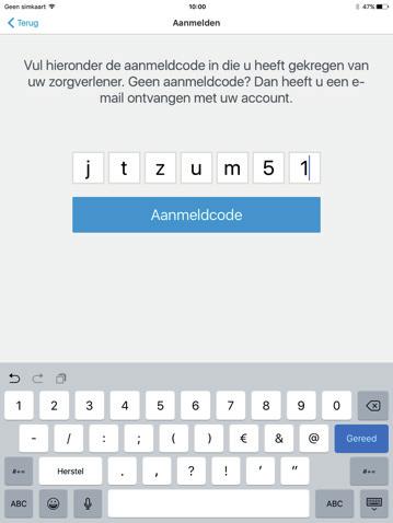 1.2 Activeren met een activatiecode In de app van cvitals tikt u op de knop Aanmeldcode.