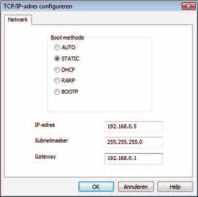 Als u een DHCP/BOOTP/RARP-server in het netwerk hebt, verkrijgt de afdrukserver zijn IP-adres automatisch en kunt u de volgende stappen overslaan. Dubbelklik op het 2 niet-geconfigureerde apparaat.