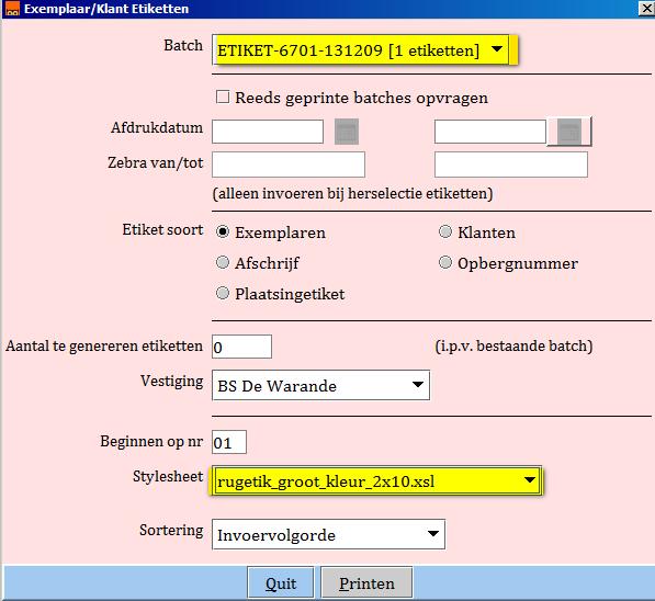 Stap 4 Kies de batch (dit geeft de datum aan wanneer het bestand gemaakt is), en de juiste etiketten.