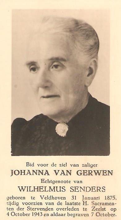 11.8 Jan Johannis Senders Geboren op 14 februari 1838 te Zeelst en overleden op 5 juli 1915 te Zeelst. Hij was wever van beroep. Gehuwd met PETRONELLA DE GREEF op 10 mei 1867 te Zeelst.