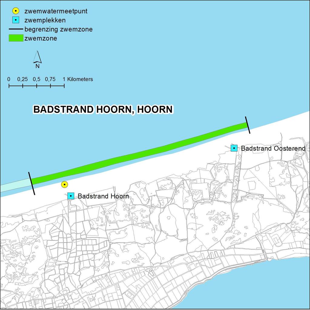 Figuur 3.4. Zwemzone en meetpunt Badstrand Hoorn / Oosterend 3.