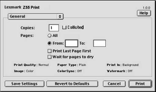 Dialoogvensters Afdrukken en Pagina-instelling (Macintosh) Open het gewenste bestand en klik op Bestand Afdrukken. Open het gewenste bestand en klik op Bestand Pagina-instelling.