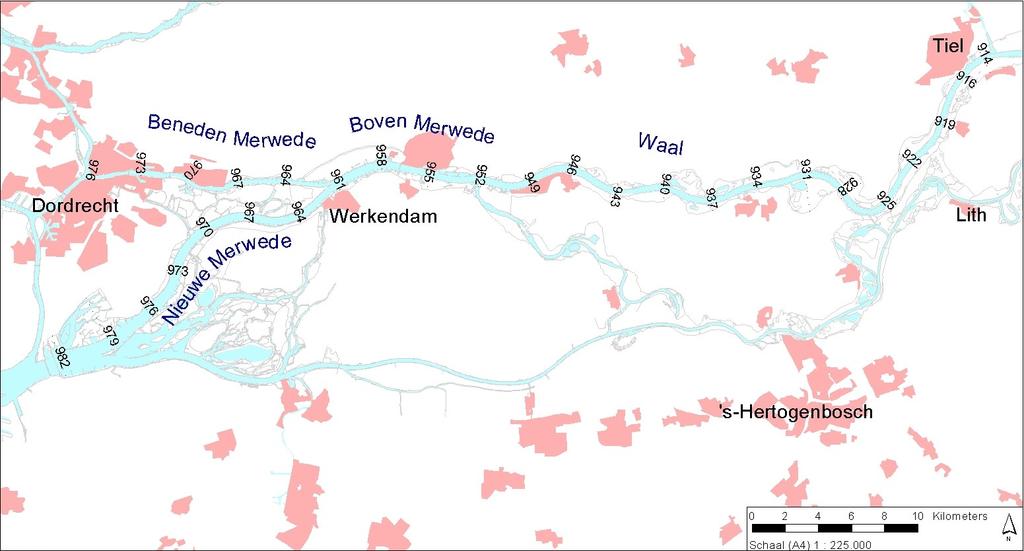 van dode takken en havens onderscheiden worden (Calandkanaal, Hollandsche IJssel, havens in Europoort, langs de Nieuwe Maas en de Afgedamde Maas).