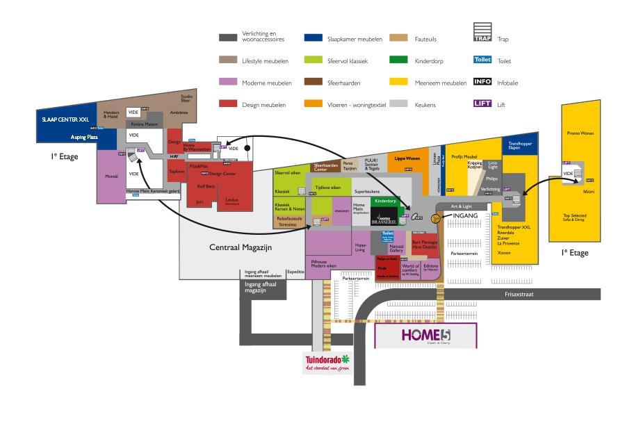 5. Wolvega Home Center a. Aanbod Detailhandel Home Center in Wolvega biedt een groot winkelaanbod in de woninginrichting. De plattegrond op kaart 5.