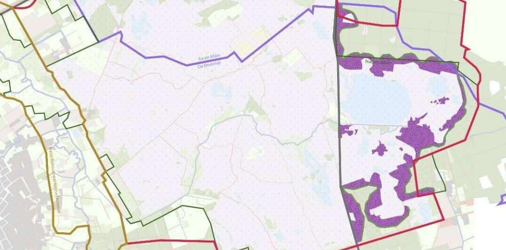 Op bovenstaande kaart wordt weergegeven waar binnen de gemeente Someren de werkzaamheden plaatsvinden. Het merendeel van het oppervlak voor bosomvorming (1) bestaat uit productiebos.