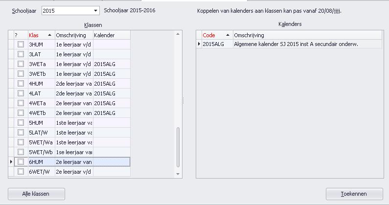 Selecteer de kalender van waaruit je zal vertrekken Gebruik de functie (knop) Overnemen en voer de kenmerken van de nieuwe kalender in. Figuur 1.9: Overnemen van een kalender 1.