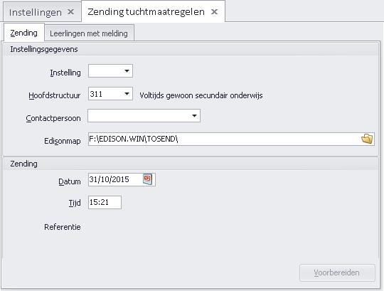 HOOFDSTUK 1. AFWEZIGHEDEN 30 1.7 Zending tuchtmaatregelen Via Leerlingen - Edison - Zending tuchtmaatregelen kan je het Edison-zendingsbestand aanmaken.