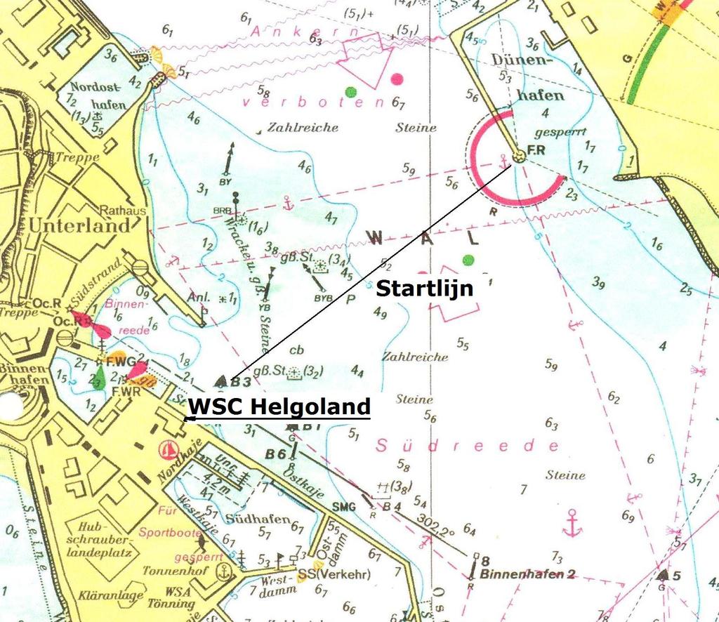 - bij het traject Borkum-Helgoland: - na de start een aantal boeien gerond moeten worden - boei 16 ( 53 35,49 N en 06 37,33 E) aan bakboord moet worden gehouden.