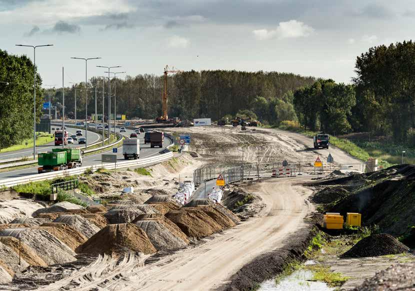 Dit is de toekomstige rijbaan richting Lelystad ter hoogte van de voormalig onderdoorgang Sturmeypad.