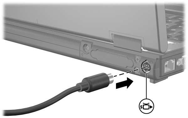 Multimediahardware U sluit als volgt een videoapparaat aan op de S-video-uitgang: 1. Sluit het ene uiteinde van de S-videokabel aan op de S-video-uitgang van de computer. 2.