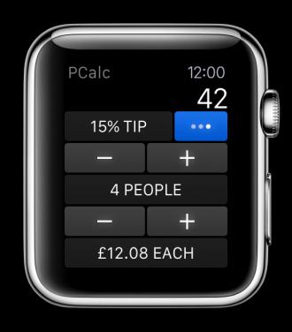 Android Alarm Herkomst: Apple Watch Fitness Herkomst: PCalc Herkomst: Android Alarm De gebruiker kan de eenheid (in dit geval tijd) aanpassen door op plus of min te tappen.