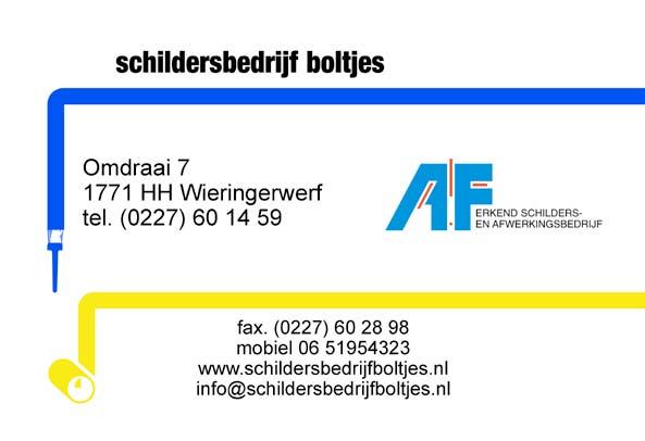 schildersbedrijf boltjes Nijverheidsweg 12 1775 BB Middenmeer Telefoon (0227) 50 27 10 Fax (0227) 50 21 08 www.hoto.nl Handelsonderneming J.