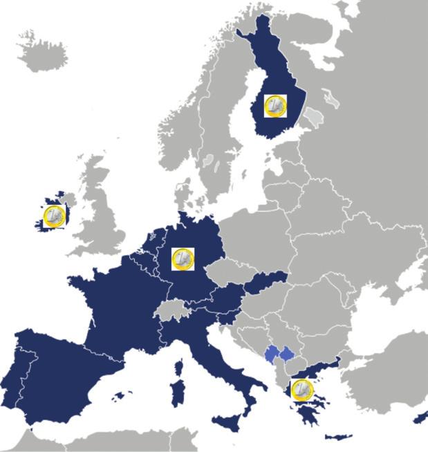 Bijkomende opgave In 16 landen die behoren tot de Europese Unie gebruikt men de euro als munt.
