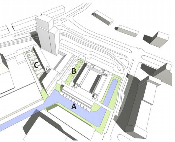 3.2 Project Blonk Advies B.V. Het project bestaat uit 186 woningen, waarvan 28 grondgebonden woningen en 160 appartementen. Het project is bij locatie A en B drie bouwlagen hoog (circa 9 m).