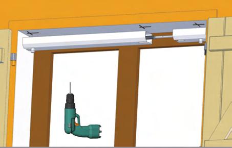 5.4 Bevestigingsgaten 3) Assembleer de onderdelen en zet ze onder de architraaf of op de vensterbank (in de afbeelding installatie op de architraaf) Markeer de gaten van het frame, en boor de gaten